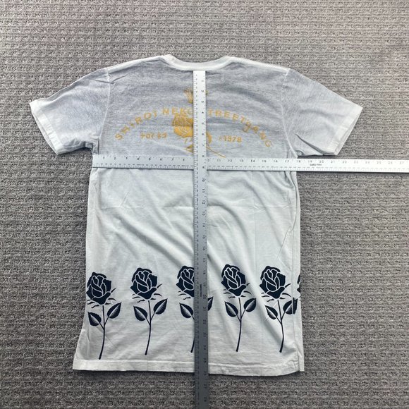 SHIROI NEKO Shirt Men Medium M Light Gray Crowned Tiger Roses Back to Back Print - Picture 12 of 14